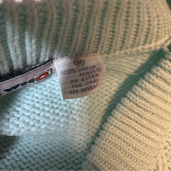Vintage 80s Gess Who Cable Knit Sweater Vest Light Blue - Picture 3 of 6